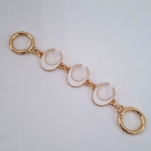 Gold Tone & White Enamel C Shape/Cresent Moon Handbag Strap Extender